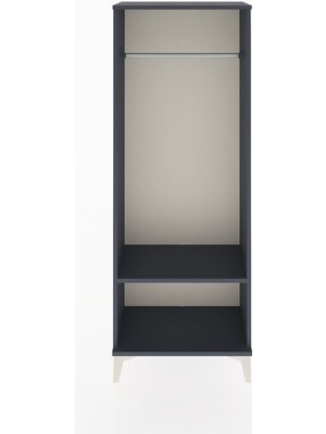 Arges Dolap Tek Raflı Kapaklı Tek Askılı 60X30X163 Antrasit-Antrasit