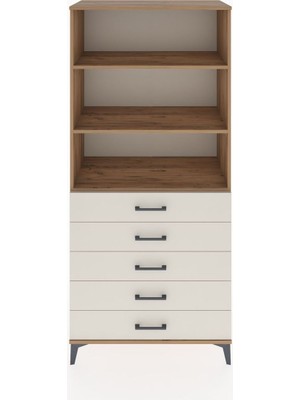 Hyperion Dolap 3 Raflı 5 Çekmeceli 88X44X195 Çam-Aytaşı