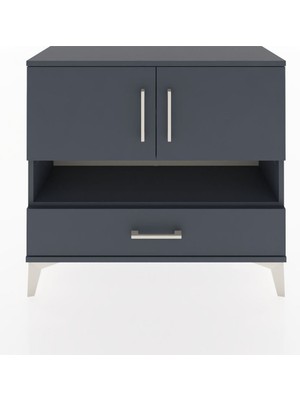 Arges Şifonyer 3 Raflı Tek Çekmeceli 2 Kapaklı 88X30X80 Antrasit-Antrasit