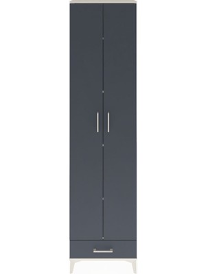 Arges Dolap 5 Raflı Tek Çekmeceli 2 Kapaklı 60X30X243 Aytaşı-Antrasit