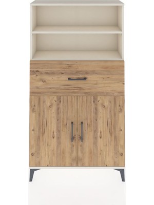 Arges Dolap 3 Raflı Tek Çekmeceli 2 Kapaklı 88X30X163 Aytaşı-Çam