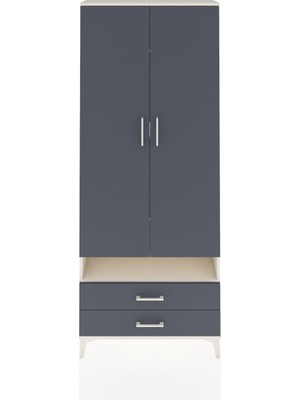 Arges Dolap 5 Raflı 2 Çekmeceli 2 Kapaklı 88X30X221 Aytaşı-Antrasit