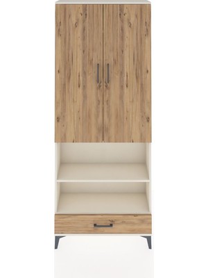 Arges Dolap 5 Raflı Tek Çekmeceli 2 Kapaklı 88X30X221 Aytaşı-Çam