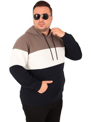 Starbattal Büyük Beden Kapüşonlu 3ip Sweat Mg 25725 Vizon