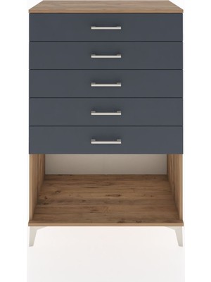 Hyperion Dolap 5 Çekmeceli 88X44X134 Çam-Antrasit