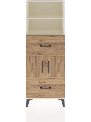 Arges Dolap 3 Raflı 2 Çekmeceli 2 Kapaklı 60X30X163 Aytaşı-Çam