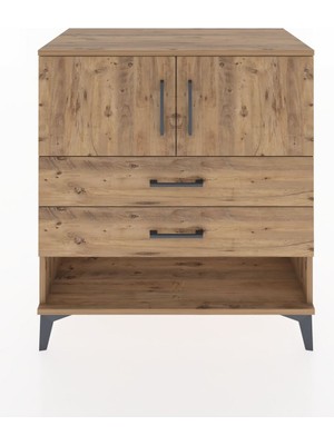 Hyperion Şifonyer 2 Raflı 2 Çekmeceli 2 Kapaklı 88X44X96 Çam-Çam