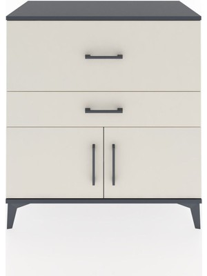 Hyperion Şifonyer Tek Raflı 2 Çekmeceli 2 Kapaklı 88X44X96 Antrasit-Aytaşı