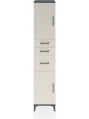 Hyperion Dolap 3 Raflı 3 Çekmeceli 2 Kapaklı 44X44X221 Antrasit-Aytaşı