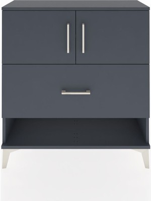 Arges Şifonyer 2 Raflı Tek Çekmeceli 2 Kapaklı 88X30X96 Antrasit-Antrasit