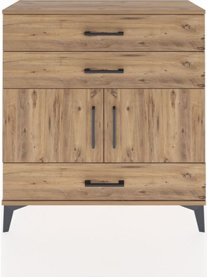 Arges Şifonyer 2 Raflı 3 Çekmeceli 2 Kapaklı 88X30X96 Çam-Çam