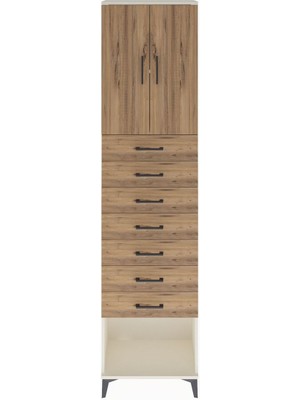 Arges Dolap 2 Raflı 7 Çekmeceli 2 Kapaklı 60X30X243 Aytaşı-Çam