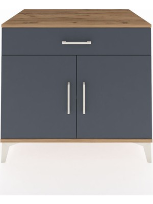 Kronos Şifonyer Tek Raflı Tek Çekmeceli 2 Kapaklı 88X59X80 Çam-Antrasit