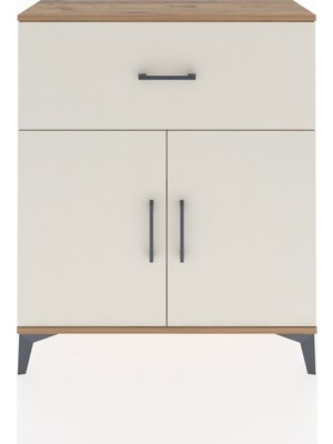 Arges Şifonyer Tek Raflı Tek Çekmeceli 2 Kapaklı 88X30X106 Çam-Aytaşı