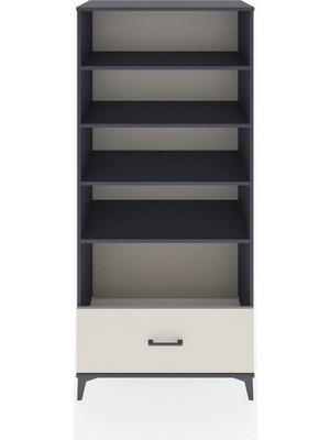 Hyperion Dolap 4 Raflı Tek Çekmeceli 88X44X195 Antrasit-Aytaşı