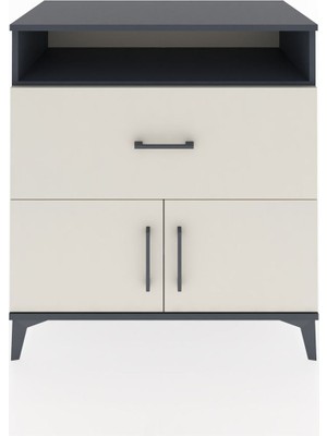 Hyperion Şifonyer 2 Raflı Tek Çekmeceli 2 Kapaklı 88X44X96 Antrasit-Aytaşı