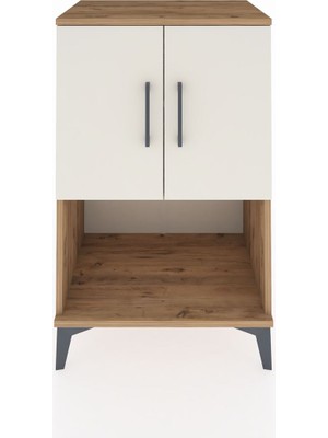 Hyperion Komodin 2 Raflı 2 Kapaklı 60X44X96 Çam-Aytaşı