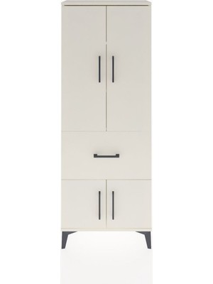 Arges Dolap 3 Raflı Tek Çekmeceli 4 Kapaklı 60X30X163 Aytaşı-Aytaşı