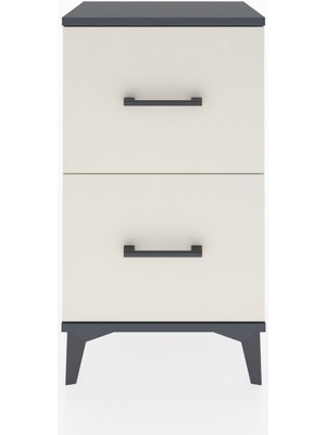 Arges Komodin 2 Çekmeceli 44X30X80 Antrasit-Aytaşı