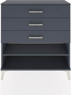 Arges Şifonyer Tek Raflı 3 Çekmeceli 88X30X96 Antrasit-Antrasit