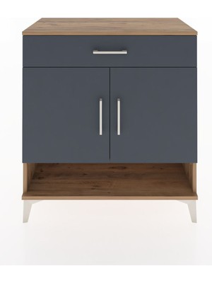 Hyperion Şifonyer Tek Raflı Tek Çekmeceli 2 Kapaklı 88X44X96 Çam-Antrasit