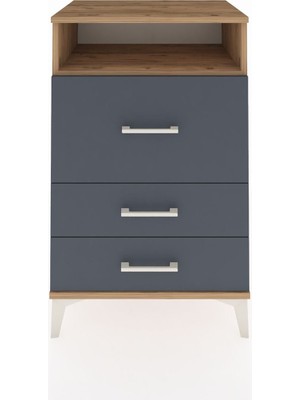 Hyperion Komodin Tek Raflı 3 Çekmeceli 60X44X96 Çam-Antrasit