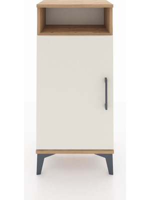 Arges Komodin 3 Raflı Tek Kapaklı 44X30X96 Çam-Aytaşı