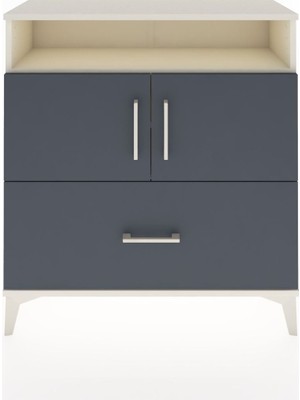 Arges Şifonyer 3 Raflı Tek Çekmeceli 2 Kapaklı 88X30X96 Aytaşı-Antrasit