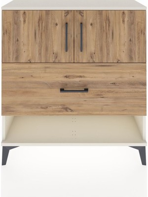 Arges Şifonyer 2 Raflı Tek Çekmeceli 2 Kapaklı 88X30X96 Aytaşı-Çam