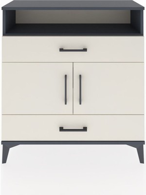 Arges Şifonyer 3 Raflı 2 Çekmeceli 2 Kapaklı 88X30X96 Antrasit-Aytaşı