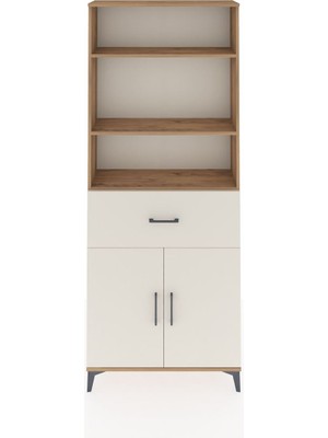 Arges Dolap 4 Raflı Tek Çekmeceli 2 Kapaklı 88X30X221 Çam-Aytaşı
