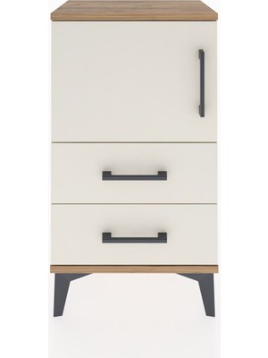 Arges Komodin 2 Raflı 2 Çekmeceli Tek Kapaklı 44X30X80 Çam-Aytaşı