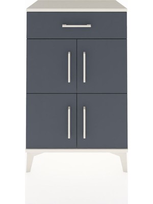 Hyperion Komodin Tek Raflı Tek Çekmeceli 4 Kapaklı 60X44X96 Aytaşı-Antrasit