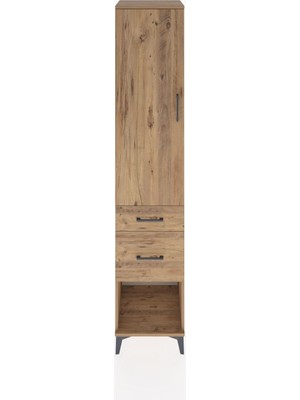 Hyperion Dolap 3 Raflı 2 Çekmeceli Tek Kapaklı 44X44X221 Çam-Çam