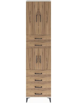 Arges Dolap 4 Raflı 6 Çekmeceli 4 Kapaklı 60X30X243 Aytaşı-Çam