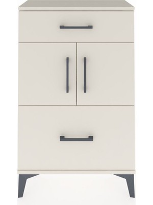 Arges Komodin Tek Raflı 2 Çekmeceli 2 Kapaklı 60X30X96 Aytaşı-Aytaşı