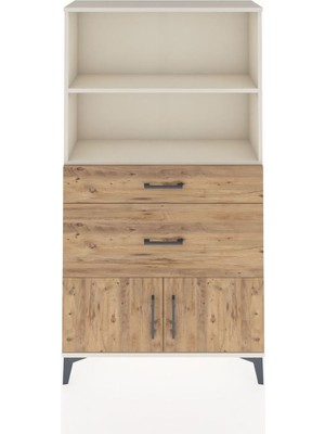 Arges Dolap 2 Raflı 2 Çekmeceli 2 Kapaklı 88X30X163 Aytaşı-Çam