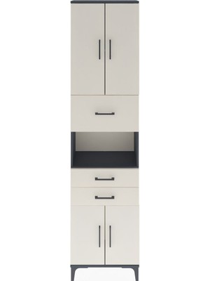Arges Dolap 3 Raflı 3 Çekmeceli 4 Kapaklı 60X30X243 Antrasit-Aytaşı
