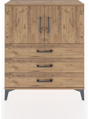 Arges Şifonyer 2 Raflı 3 Çekmeceli 2 Kapaklı 88X30X106 Çam-Çam