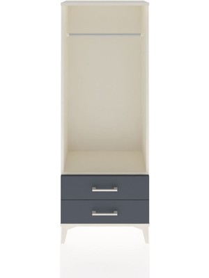 Arges Dolap Tek Raflı 2 Çekmeceli Tek Askılı 60X30X163 Aytaşı-Antrasit