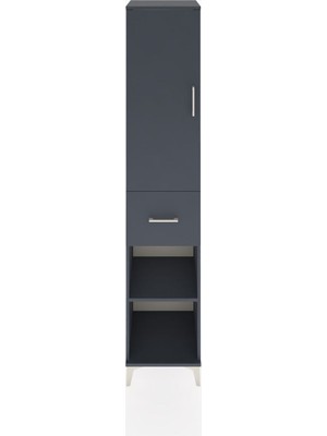 Hyperion Dolap 4 Raflı Tek Çekmeceli Tek Kapaklı 44X44X221 Antrasit-Antrasit