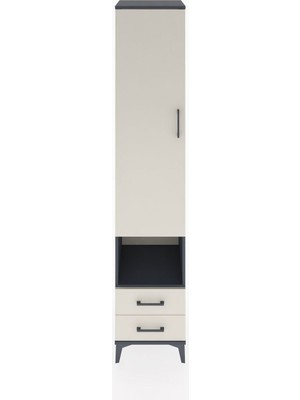 Hyperion Dolap 3 Raflı 2 Çekmeceli Tek Askılı 44X44X221 Antrasit-Aytaşı