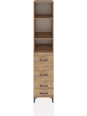 Hyperion Dolap 3 Raflı 4 Çekmeceli 44X44X221 Çam-Çam