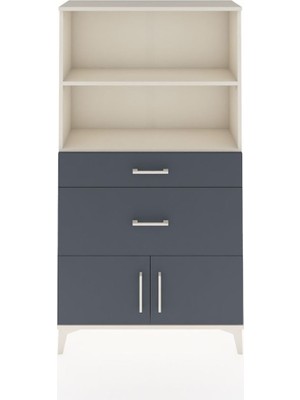 Arges Dolap 2 Raflı 2 Çekmeceli 2 Kapaklı 88X30X163 Aytaşı-Antrasit