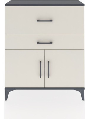 Arges Şifonyer Tek Raflı 2 Çekmeceli 2 Kapaklı 88X30X106 Antrasit-Aytaşı