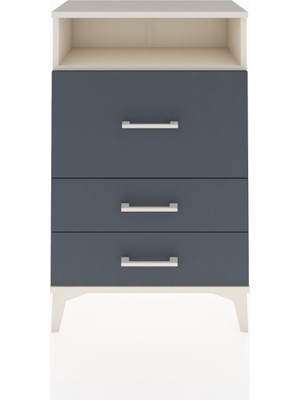 Arges Komodin Tek Raflı 3 Çekmeceli 60X30X96 Aytaşı-Antrasit