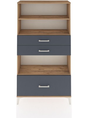 Arges Dolap 3 Raflı 3 Çekmeceli 88X30X163 Çam-Antrasit
