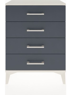 Arges Komodin 4 Çekmeceli 60X30X80 Aytaşı-Antrasit