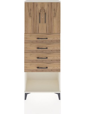 Arges Dolap 2 Raflı 4 Çekmeceli 2 Kapaklı 60X30X163 Aytaşı-Çam