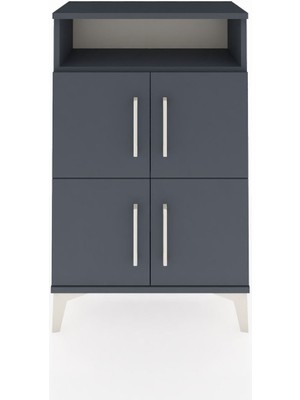 Arges Komodin Tek Raflı 4 Kapaklı 60X30X96 Antrasit-Antrasit